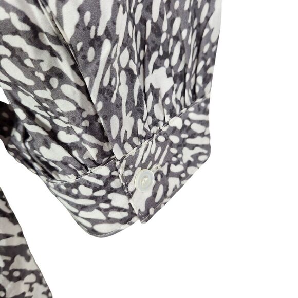 J. McLAUGHLIN Top Womens Medium Gray Silk Blend Split Neck 3/4 Balloon Sleeve - Picture 5 of 9